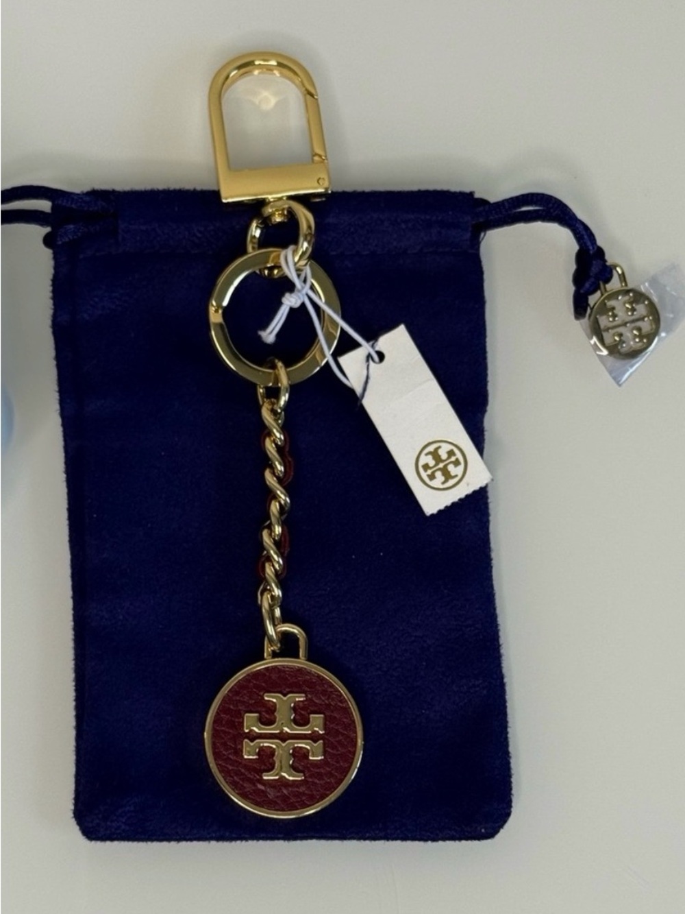 Tory Burch Mercer Leather
Inlay Keychain NWT